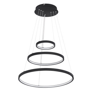 LED Hängeleuchte, dimmbar, Ring Design schwarz, 51 cm