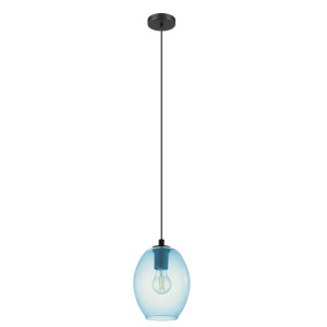 Hängeleuchte, Glas petrol, H 110 cm