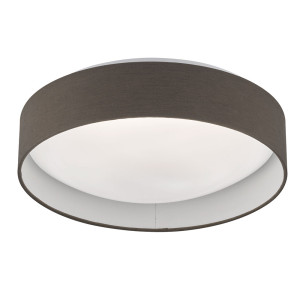 LED Deckenleuchte, Textil, grau-braun, weiß, rund, 37 cm