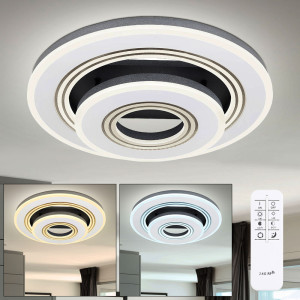 LED Deckenleuchte, schwarz weiß, dimmbar, CCT, Fernbedienung