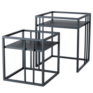 2er Set Beistelltische, Eisen, schwarz, H 38-45 cm
