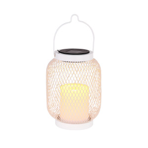 LED Solar-Laterne, Feuer-Effekt, weiß, hängen oder stellen, H 29,3 cm