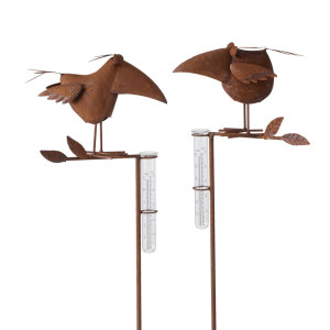 2x Gartenstecker, Eisen, Shabby-Look, Regenmesser, H 115 cm