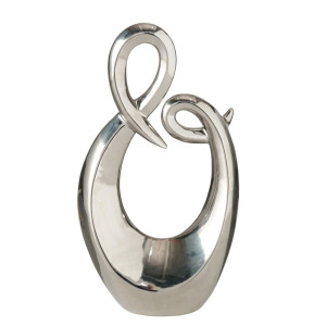 Skulptur, Steingut handgearbeitet, silber, H 31 cm