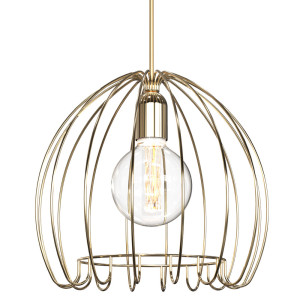 LED Pendelleuchte, messing, Käfig- Design, 35 cm