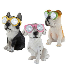 LED Solar Hunde, 3-er Set, Brillen, gelb, grün, rosa