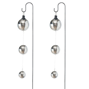 2x Gartenstecker, Edelstahl, Kugeln, silber, H 70 cm