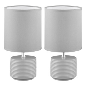2er Set Tischleuchten, Keramik, Textil, grau, H 26 cm