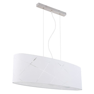 LED Hängeleuchte, Textil, klar, weiß, nickel-matt, L 77 cm