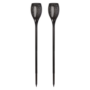 2x LED Solarleuchte, Fackel Design, Feuereffekt, H 97,5 cm