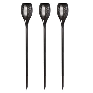3x LED Solarleuchte, Fackel Design, Feuereffekt, H 97,5 cm