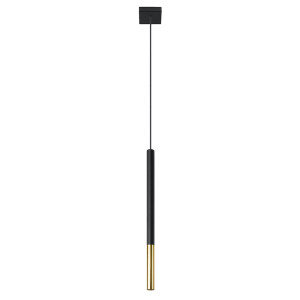 LED Pendelleuchte, Stahl, schwarz-gold, H 110 cm