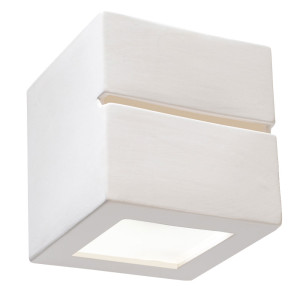 LED Wandleuchte, Keramik weiß, bemalbar L 15 cm