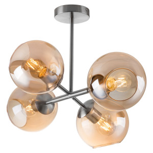 RGB LED Deckenleuchte, Glas, Kugel, amber, App-Steuerung