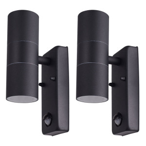 2x LED Wandleuchte aus Alu-Druckguss mit Bewegungsmelder