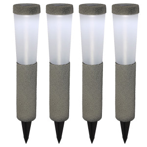 4er Set LED Solarleuchten, Steinoptik, Erdspieß, H 45,6 cm