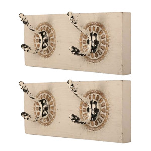 2er Set Wandgarderobe, Holz, rundes Muster, L 25 cm