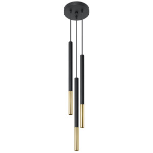 LED Pendelleuchte, Stahl, schwarz-gold, H 110 cm