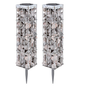 2er Set LED Solarleuchte, silber, zum befüllen, H 40 cm