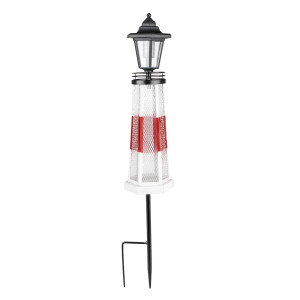 LED Solarleuchte, Vogelfutterstation, Leuchtturm Design H 107 cm