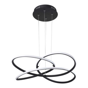 LED Hängeleuchte, Ring Design, schwarz, weiß, 60 cm