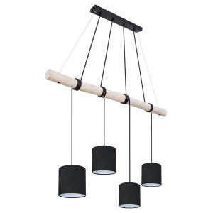 Hängeleuchte, Holz braun, schwarz, Kabel, H 150 cm