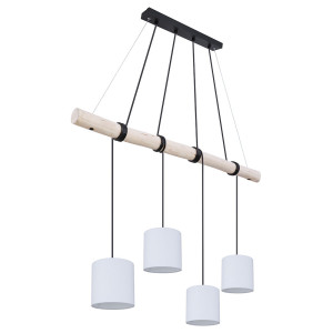 Hängeleuchte, Holz braun, schwarz-weiß, Kabel, H 150 cm