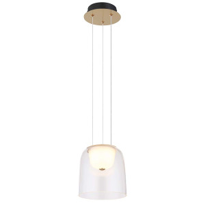 LED Hängeleuchte, 1x LED á 10W inkl., messingfarben, Glas