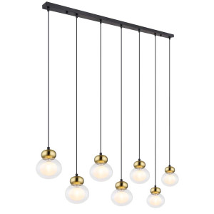 Hängeleuchte, 7 Hänger, Glas, klar, bronzefarben, H 120 cm