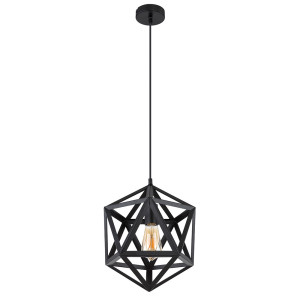 Hängeleuchte, Käfig-Design, schwarz matt, H 120 cm