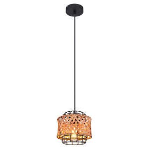 Hängeleuchte, Bambusgeflecht, Käfig-Design, schwarz, braun