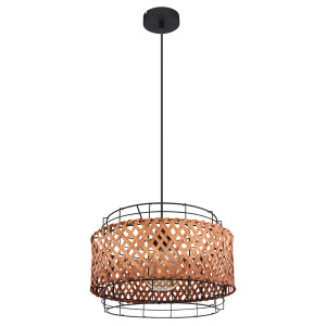 Hängeleuchte, Bambusgeflecht, Gitter-Design, H 120 cm
