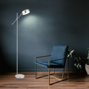 Stehlampe, chromfarbig, Gelenk verstellbar, H 139 cm