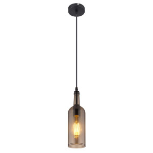 Hängeleuchte, Flaschen-Design, schwarz, rauch, H 107 cm