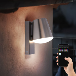 LED Außenwandlampe, Smart Home, Edelstahl, 24 cm