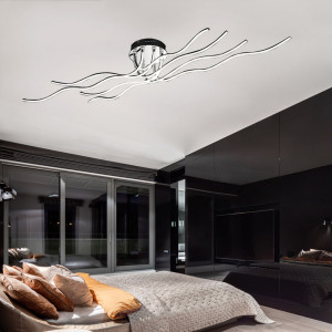 LED Deckenleuchten, Design Wellen, Chrom, 5,8W 360lm, L 154cm