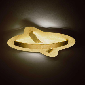 LED Deckenlampe, Gold,  Glas Metall Kunststoff B 56 cm