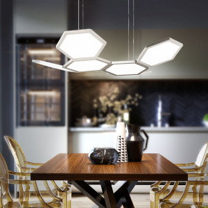 LED Pendelleuchte, dimmbar, Aluminium Acryl Metall, L 53 cm
