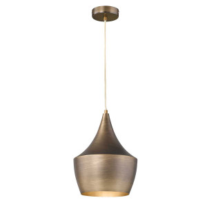 Pendellampe, Metall, braun, rund, H 150 cm