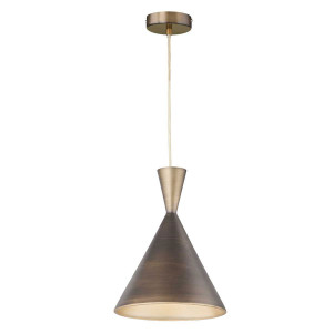 Pendellampe, Metall, braun, rund, H 150 cm