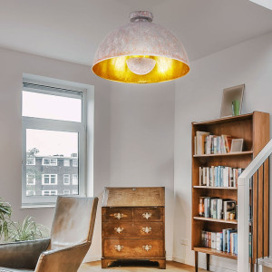 Deckenlampe, Steinoptik Blattgold, Metall, DxH 41,2 x 24,1cm