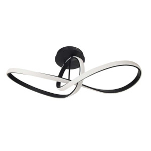 LED Deckenleuchte, schwarz, geschwungen, Fernbedienung, L 92 cm