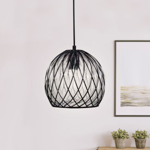 Hängelampe, Kugel Optik, Metall, Glas, schwarz, FIORE