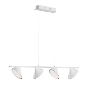 LED Pendellampe, dimmbar Memory Funktion, Metall, weiß, H 150cm