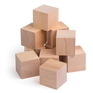 10 Holzwürfel 5x5x5 cm - Bauwürfel kantig - Rohholz