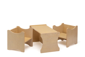 Kindersitzgruppe mit 2 großen Stühlen und einem Tisch - abwischbare Premiumqualität