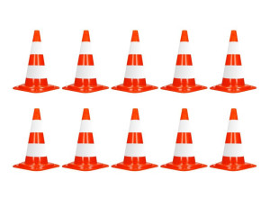 10er Set Verkehrskegel (Warnkegel) - Höhe: 52 cm