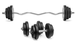 Set di manubri e bilanciere - Peso: 52,5 kg