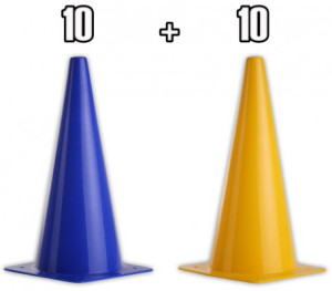 20x Pionnen 38 cm - 10 geel + 10 blauw voor Paardensport