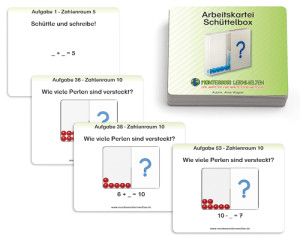 Arbeitskartei Schüttelbox - 55 Aufgabenkarten mit rückseitiger Selbstkontrolle